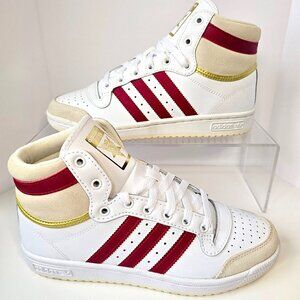 Adidas Top Ten Hi J White/Red/Gold High Top Sneakers Size 7 New in Box